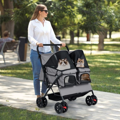 Double pet stroller foldable - pet, stroller:
